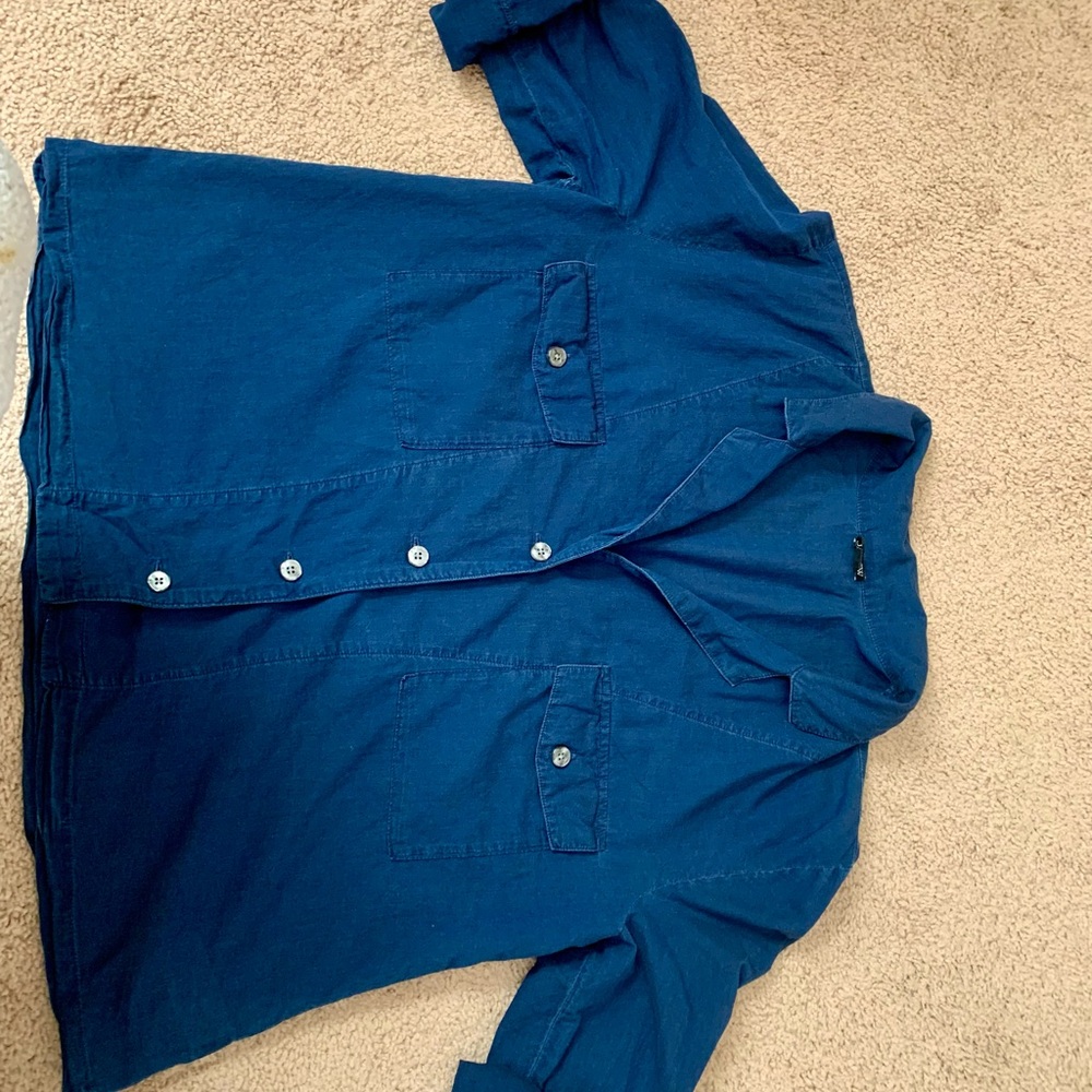 J Crew Camp Collar Shirt Womens 12 Blue V
Neck Cotton Voile Button Up Roll Tab - Picture 10 of 11